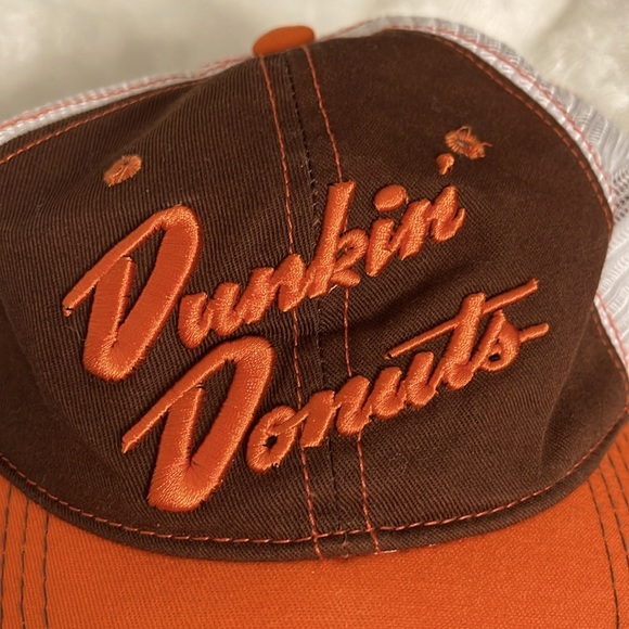 Dunkin' Donuts Retro Trucker Mesh Hook & Loop Cap orange white brown - Picture 5 of 5